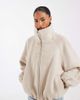 ASOS Petite ASOS DESIGN Petite wool blend funnel neck bubble hem jacket in cream-White - 4