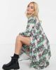 ASOS Petite ASOS DESIGN Petite wrap front smock midi dress in multi floral print-White - 4