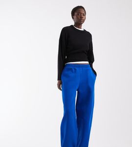 ASOS Tall ASOS DESIGN Tall barrel leg brushback jogger in bright blue-Navy