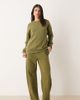 ASOS Tall ASOS DESIGN Tall barrel leg brushback sweatpants in khaki-Green - 1
