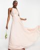 ASOS Tall ASOS DESIGN Tall Bridesmaid pleated pinny maxi dress with satin wrap waist-Pink - 1