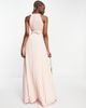 ASOS Tall ASOS DESIGN Tall Bridesmaid pleated pinny maxi dress with satin wrap waist-Pink - 2