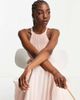 ASOS Tall ASOS DESIGN Tall Bridesmaid pleated pinny maxi dress with satin wrap waist-Pink - 3