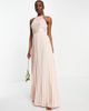 ASOS Tall ASOS DESIGN Tall Bridesmaid pleated pinny maxi dress with satin wrap waist-Pink - 4