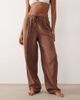 ASOS Tall ASOS DESIGN Tall Callie cheesecloth beach balloon pants in mocha-Brown - 2