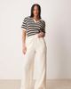 ASOS Tall ASOS DESIGN Tall cheesecloth pull on pants with raw edge in buttermilk-White - 1
