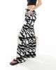 ASOS Tall ASOS DESIGN Tall cheesecloth tie waist wide pull on pants in print-Multi - 2
