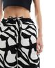 ASOS Tall ASOS DESIGN Tall cheesecloth tie waist wide pull on pants in print-Multi - 4