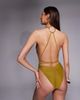 ASOS Tall ASOS DESIGN Tall Colette cowl neck swimsuit in chartreuse-Black - 2