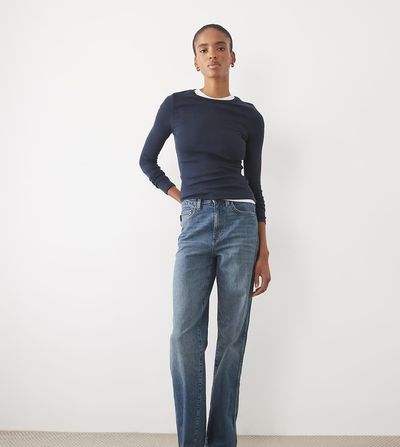 ASOS Tall ASOS DESIGN Tall comfort stretch straight leg jean in dark vintage wash-Blue