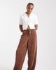 ASOS Tall ASOS DESIGN Tall corduroy barrel leg pull on pants in chocolate-Brown - 1