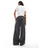 ASOS Tall ASOS DESIGN Tall corduroy wide leg pull on pants in gray - 4