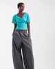 ASOS Tall ASOS DESIGN Tall cotton nylon blend pull on balloon pants in charcoal-Gray - 1