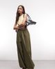 ASOS Tall ASOS DESIGN Tall cotton nylon blend pull on balloon pants in khaki-Green - 1
