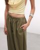 ASOS Tall ASOS DESIGN Tall cotton nylon blend pull on balloon pants in khaki-Green - 4