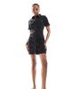 ASOS Tall ASOS DESIGN Tall denim fitted mini shirt dress in washed black - 1