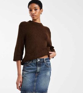 ASOS Tall ASOS DESIGN Tall denim high waisted mini skirt in vintage blue