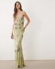 ASOS Tall ASOS DESIGN Tall ditsy embellished bias semi sheer chiffon maxi dress with open back in multi - 3