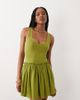 ASOS Tall ASOS DESIGN Tall dropped waist mini dress with crinkle cotton skirt in olive-Green - 1