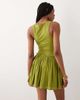 ASOS Tall ASOS DESIGN Tall dropped waist mini dress with crinkle cotton skirt in olive-Green - 4