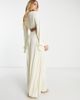 ASOS Tall ASOS DESIGN Tall exaggerated sleeve cut out waist maxi beach dress in natural-White - 3