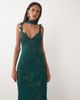 ASOS Tall ASOS DESIGN Tall floral embellished cami maxi dress with scarf in dark green - 4