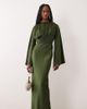 ASOS Tall ASOS DESIGN Tall fluted sleeve draped maxi dress in khaki-Green - 1