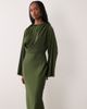 ASOS Tall ASOS DESIGN Tall fluted sleeve draped maxi dress in khaki-Green - 4