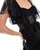 ASOS Tall ASOS DESIGN Tall flutter sleeve tiered midi dress with lace insert in black - 3
