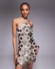 ASOS Tall ASOS DESIGN Tall grid embellished halter mini dress in gunmetal-Silver - 2