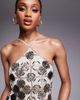 ASOS Tall ASOS DESIGN Tall grid embellished halter mini dress in gunmetal-Silver - 3