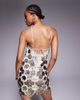 ASOS Tall ASOS DESIGN Tall grid embellished halter mini dress in gunmetal-Silver - 4