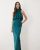 ASOS Tall ASOS DESIGN Tall halterneck blouson satin maxi dress in teal-Blue - 1