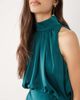 ASOS Tall ASOS DESIGN Tall halterneck blouson satin maxi dress in teal-Blue - 3