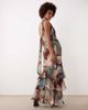 ASOS Tall ASOS DESIGN Tall halterneck scarf detail racer chiffon godet maxi dress in burgundy abstract-Multi - 4