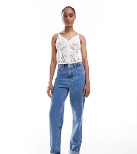 ASOS Tall ASOS DESIGN Tall high rise relaxed mom jeans in clean blue