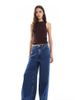 ASOS Tall ASOS DESIGN Tall high waist wide leg jeans in midwash blue - 1