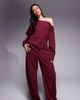 ASOS Tall ASOS DESIGN Tall interlock barrel leg sweatpants in burgundy-Red - 1