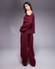ASOS Tall ASOS DESIGN Tall interlock barrel leg sweatpants in burgundy-Red - 4