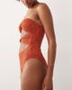 ASOS Tall ASOS DESIGN Tall Kyle broderie Brooke twist front bandeau swimsuit in rust-Orange - 4
