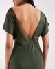 ASOS Tall ASOS DESIGN Tall lace applique grown on sleeve bias cut satin midaxi dress in dark green - 4