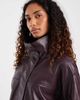 ASOS Tall ASOS DESIGN Tall leather look funnel track bomber jacket in chocolate plum-Brown - 3