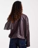 ASOS Tall ASOS DESIGN Tall leather look funnel track bomber jacket in chocolate plum-Brown - 4