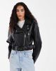 ASOS Tall ASOS DESIGN Tall leather look shrunken biker jacket in black - 1