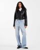 ASOS Tall ASOS DESIGN Tall leather look shrunken biker jacket in black - 2