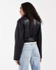 ASOS Tall ASOS DESIGN Tall leather look shrunken biker jacket in black - 4