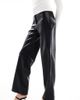 ASOS Tall ASOS DESIGN Tall leather look wide leg pants in black - 1