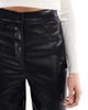 ASOS Tall ASOS DESIGN Tall leather look wide leg pants in black - 3