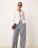 ASOS Tall ASOS DESIGN Tall linen look pull on pants in navy stripes-Multi - 1