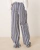 ASOS Tall ASOS DESIGN Tall linen look pull on pants in navy stripes-Multi - 3